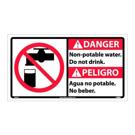 National Marker Co Bilingual Vinyl Sign - Danger Non-Potable Water Do Not Drink DBA5P